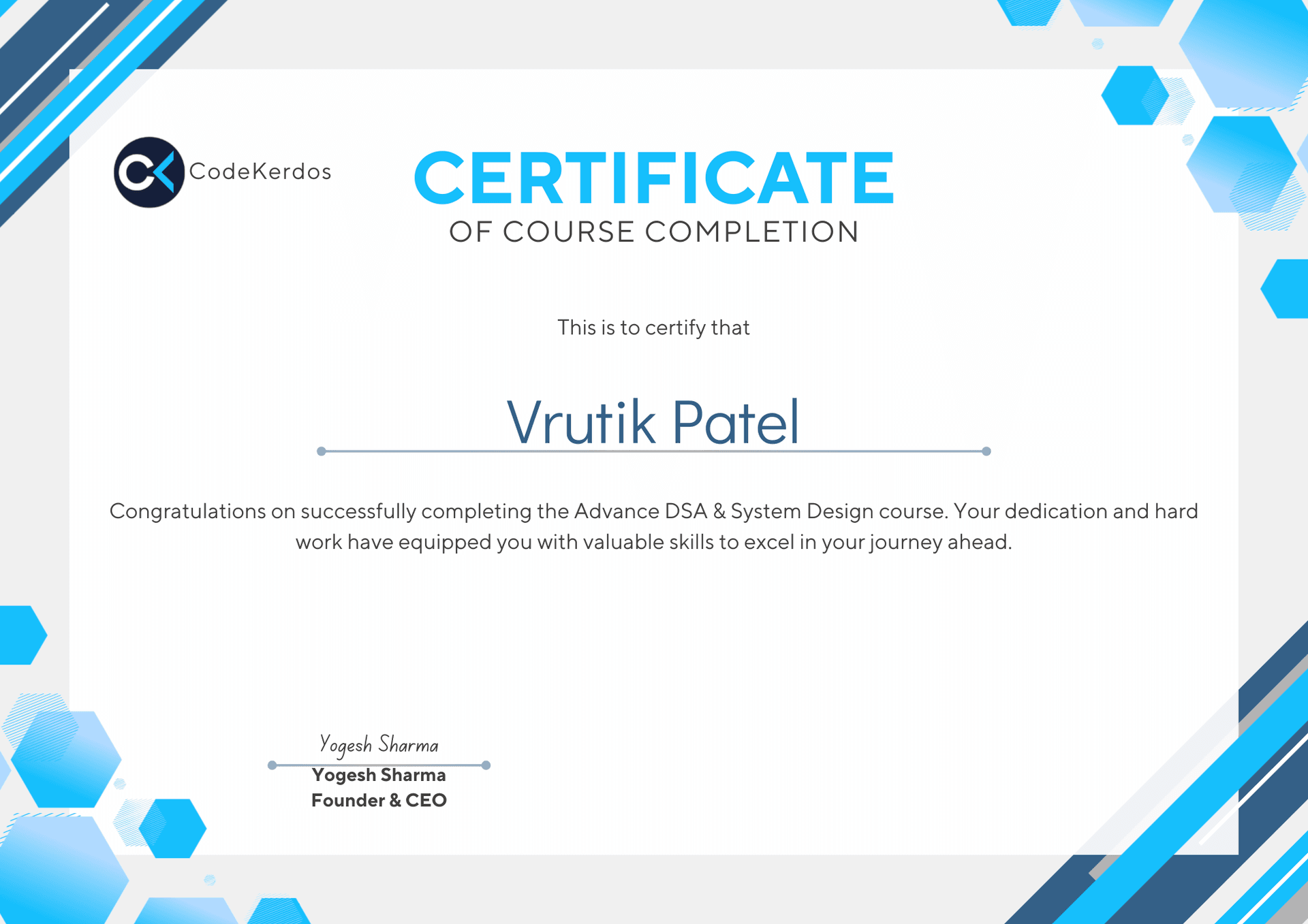 Certficiate of Completion