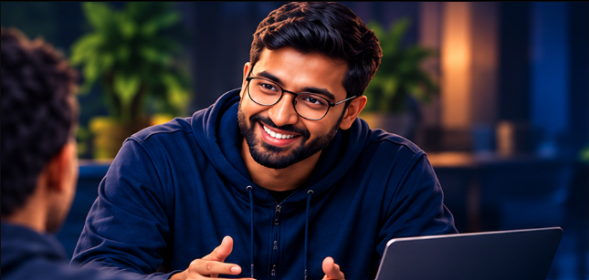 Student receiving career mentorship